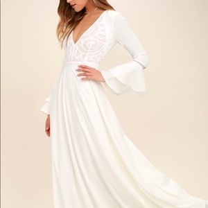 LULUS white boho long sleeve maxi dress
